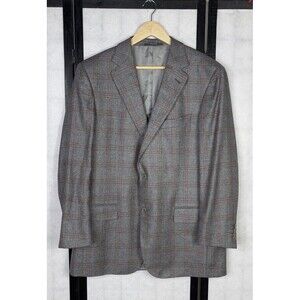 Zegna Men’s Plaid Silk and Cashmere Sport Blazer Jacket. Size: 54R Italy 44